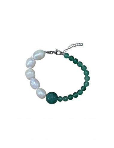 Bracciale in Perle di Acqua Dolce e Pietre Dure con Chiusura in Argento - Artigianato Italiano