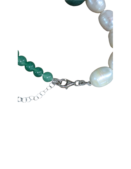 Bracciale in Perle di Acqua Dolce e Pietre Dure con Chiusura in Argento - Artigianato Italiano