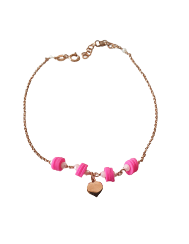 Cavigliera in Argento 925 con elementi Fluo o Rosso  - dorato Rosè