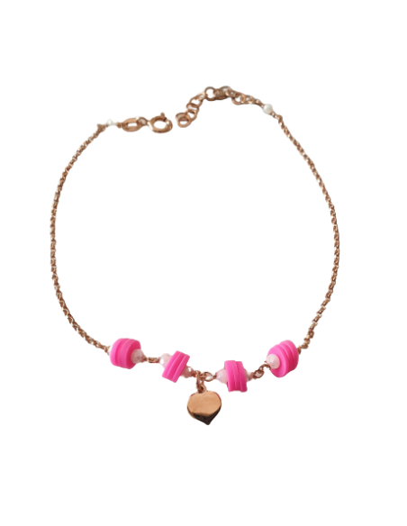 Cavigliera in Argento 925 con elementi Fluo o Rosso  - dorato Rosè