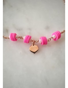 Cavigliera in Argento 925 con elementi Fluo o Rosso  - dorato Rosè 2