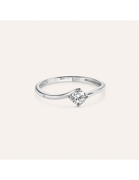 Anello Stroili Oro Bianco Solitario zircone
