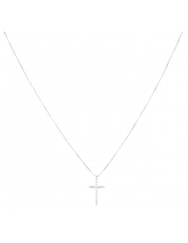 Collana Stroili con Croce Oro Bianco e Cubic Zirconia