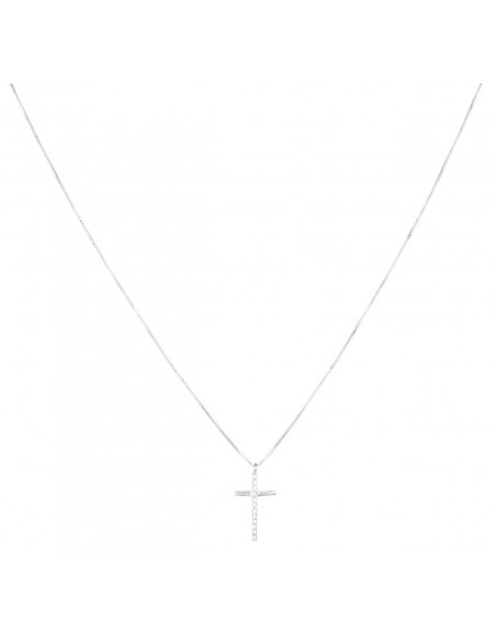 Collana Stroili con Croce Oro Bianco e Cubic Zirconia