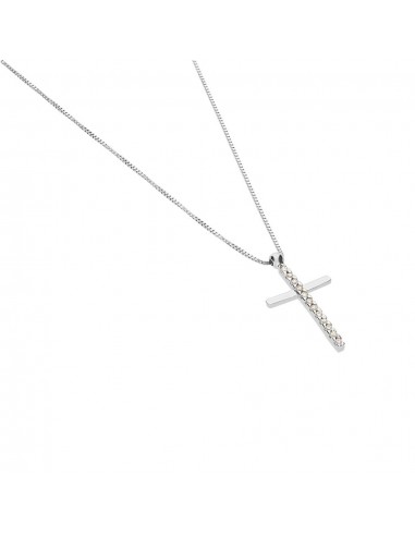 Collana Stroili con Croce Oro Bianco e Cubic Zirconia