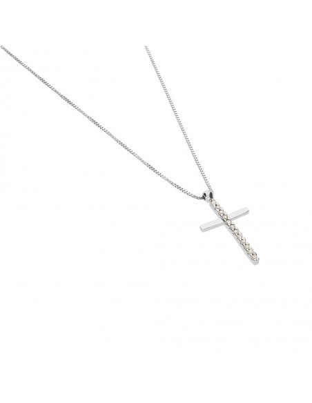 Collana Stroili con Croce Oro Bianco e Cubic Zirconia