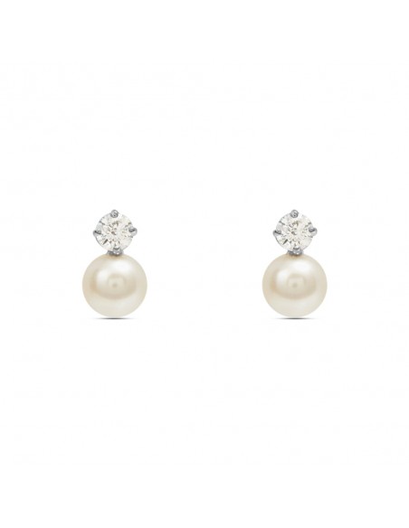 Orecchini Stroili Oro Bianco Perle D'Acqua Dolce Cubic Zirconia