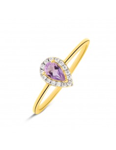 Anello Stroili Oro giallo con Ametista centrale e zirconi
