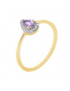 Anello Stroili Oro giallo con Ametista centrale e zirconi 2