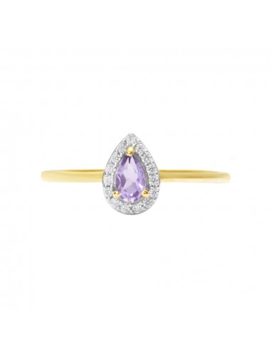 Anello Stroili Oro giallo con Ametista centrale e zirconi