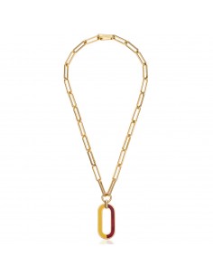 Collana con pendente smaltato rosso e giallo