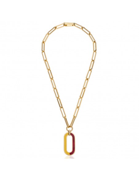 Collana con pendente smaltato rosso e giallo