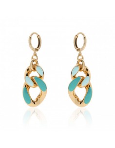 Orecchini in bronzo dorato con smalto azzurro