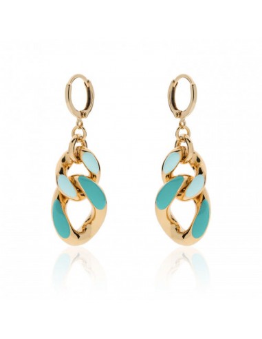 Orecchini in bronzo dorato con smalto azzurro