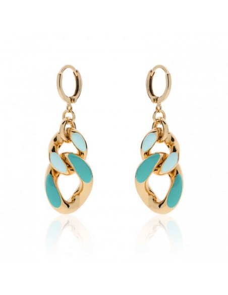Orecchini in bronzo dorato con smalto azzurro