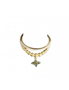 Anello in Oro Incastrato con Zirconi Bianchi e Verdi