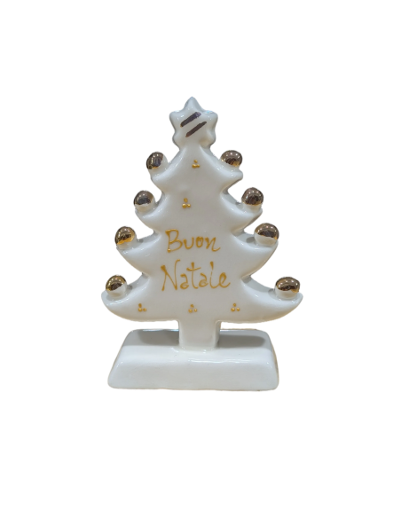 Porcellana Capodimonte Bianca Natalizia Albero di Natale decorato Buon Natale
