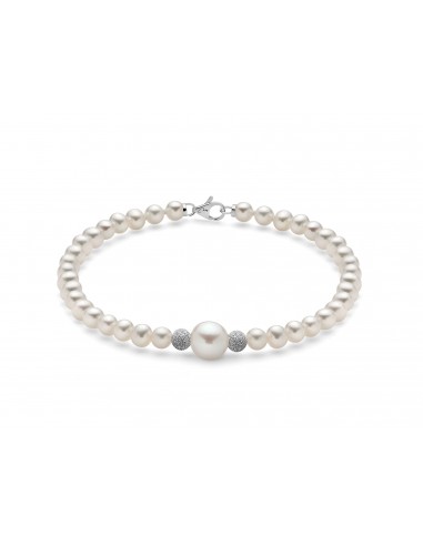 Bracciale con Sfere centrali Satinate in Oro e Perle Miluna