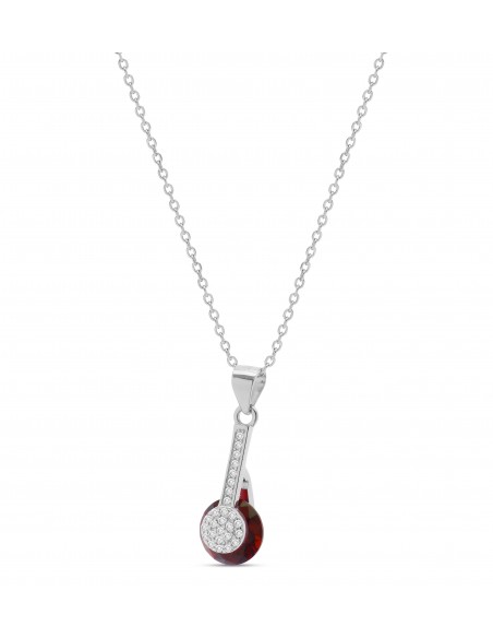 Collana in argento con Pendente con cristalli e Quarzo rosso