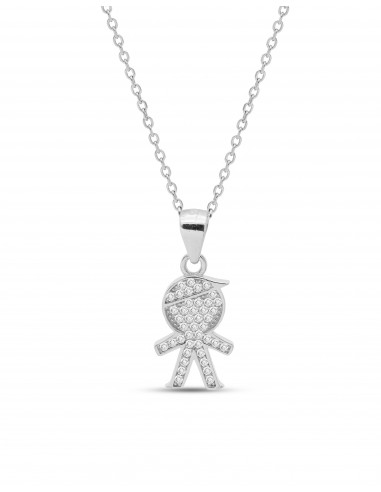 Collana Bimbo in argento maschietto con cristalli incastrati