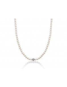 Collana Miluna in perle con sfera in oro centrale - PCL1834V