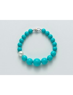 Bracciale Turchese con Perla ed elemento in Oro