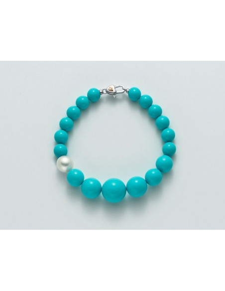 Bracciale Turchese con Perla ed elemento in Oro