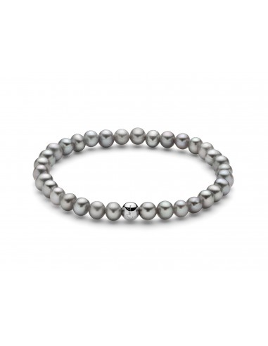 Miluna Bracciale argento Perle Grigie Elastico