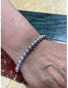 Miluna Bracciale argento Perle Grigie Elastico 2