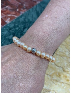 Miluna Bracciale argento Perle Orange Elastico 2