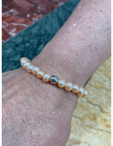 Miluna Bracciale argento Perle Orange Elastico