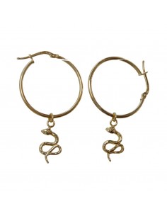 Cerchi in Argento bagnati in Oro con Serpente Pendente