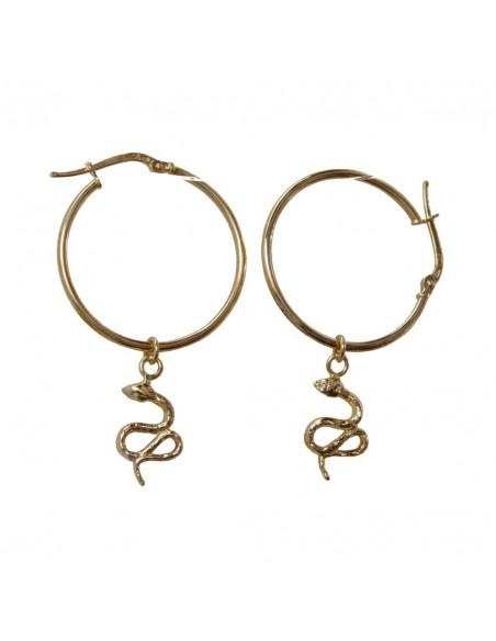 Cerchi in Argento bagnati in Oro con Serpente Pendente