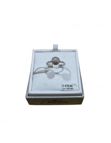 Anello Miluna Oro Bianco e Diamanti con Sfera Diamantata