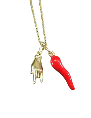 Cornetto con Mano Scaramantica e Catenina in Argento