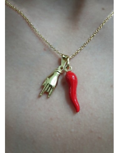 Cornetto con Mano Scaramantica e Catenina in Argento