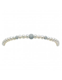 Miluna bracciale Perle con Sfere in Oro Bianco Diamantate centrali